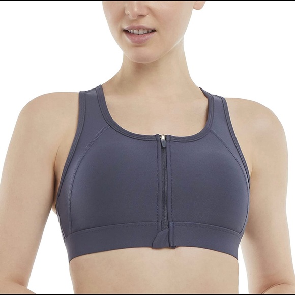 Jockey Women's High Impact Active Zip Front Sports Bra Mesh Back Blue Size S - Picture 3 of 9